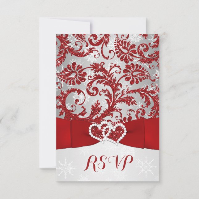 Enveloppé d'amour, cœurs unis, mariage RSVP - Roug (Devant)
