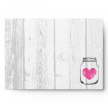 Enveloppe de mariage campagnard de bocal en bois d