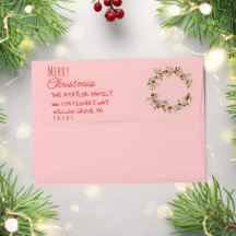 Enveloppe de Noël rose | Fleurs de Noël Joyeux Noë