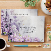 Enveloppe Mariage de la tour Eiffel Lavender Roman