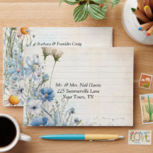 Enveloppe Mariage Dusty Blue Fleur sauvage