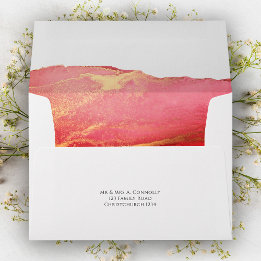 Enveloppe Mariage moderne Luxe Coral Rose