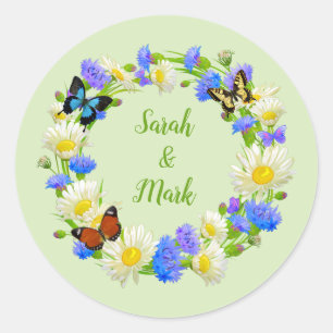 Enveloppe Stickers Personnalisés Fleurs Papillons