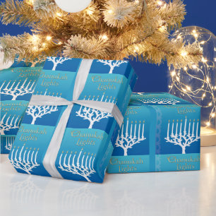 Enveloppement de papier cadeau Chanukah Hanoukka