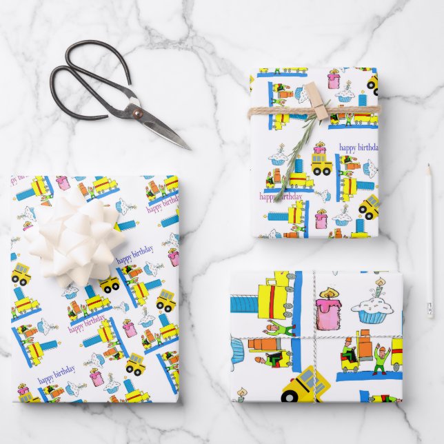 Envelopper les feuilles de papier Joyeux Camions d (Recto)