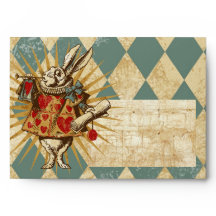 Enveloppes blanches vintages du lapin A7 d'Alice