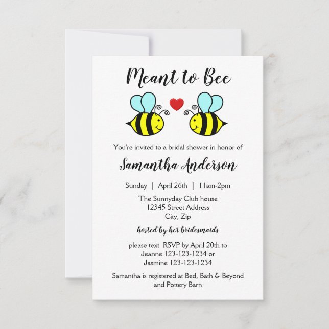 Envie d'abeille - Invitation de douche nuptiale 3x (Devant)