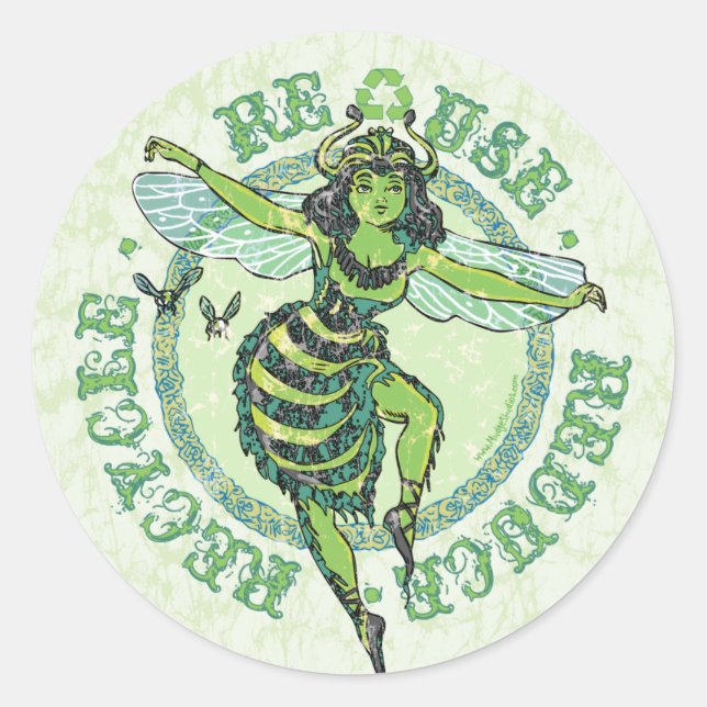 Enviro Green Bee Earth Day Gear Runder Aufkleber (Vorderseite)