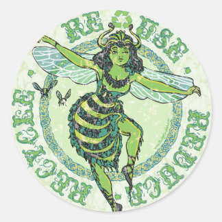 Enviro Green Bee Earth Day Gear Runder Aufkleber