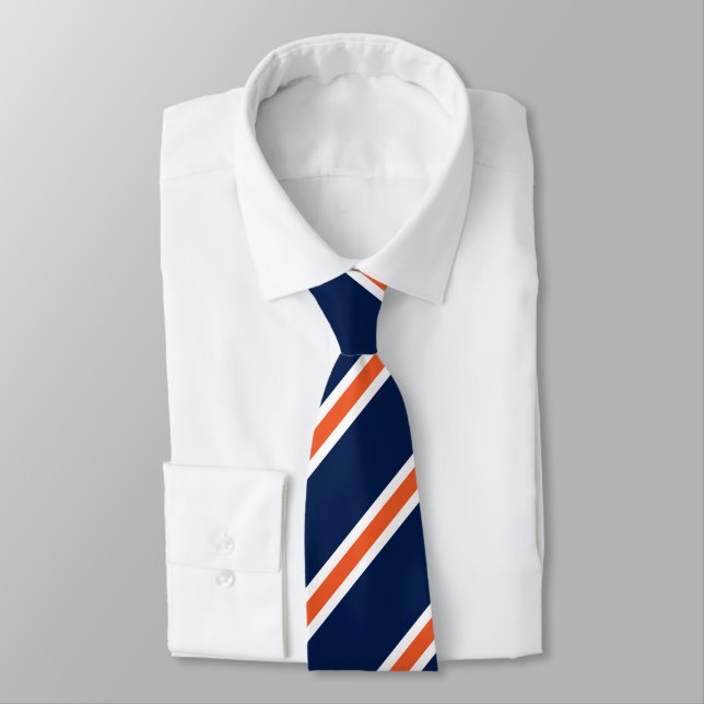 EnviroForensics Navy White and Orange Striped Kraw Krawatte (Gebunden)