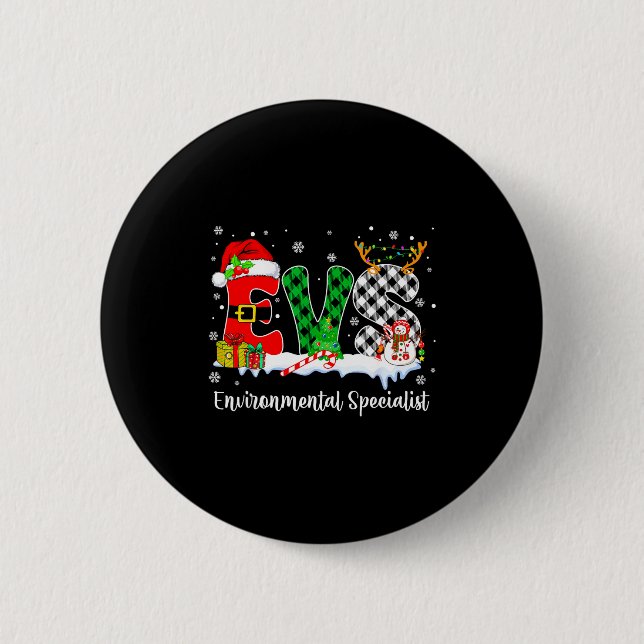 Environmental Specialist Christmas Lights Red Plai Button (Vorderseite)