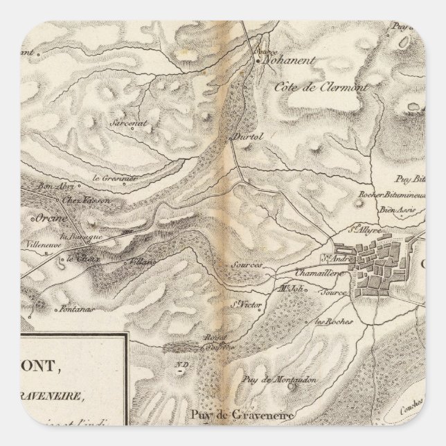 Environs de Clermont Quadratischer Aufkleber (Vorderseite)