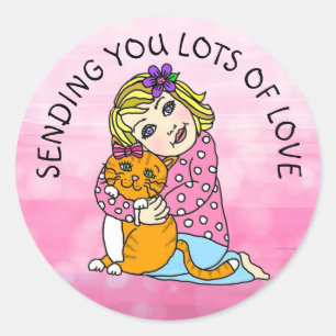 Envoi de beaucoup d'amour Sticker Classic Round