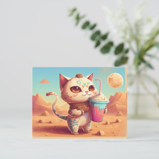 Envoyer une carte postale Boba Tea Cat à tous ceux