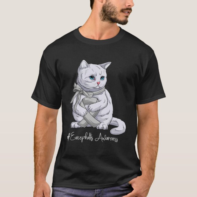 Enzephalitis Sensibilisierungsmonat Silberfarbband T-Shirt (Vorderseite)