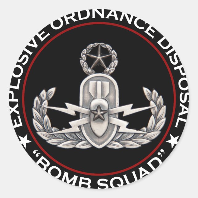 EOD Master "Bomb Squad" Runder Aufkleber (Vorderseite)