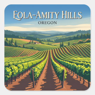 Eola-Amity Hills Weinberge Salem Oregon Andenken Quadratischer Aufkleber