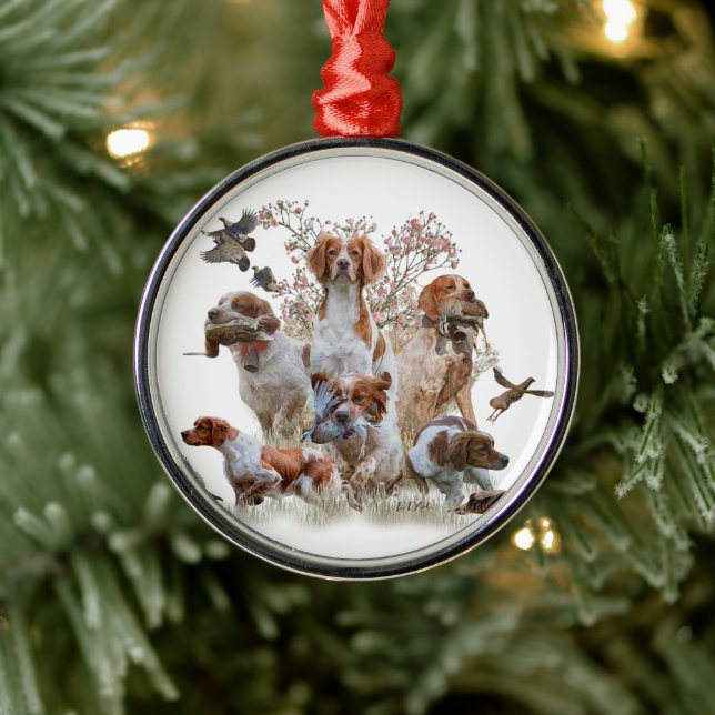 Epagneul Breton, Bretagne Spaniel Ornament Aus Metall (Baum)