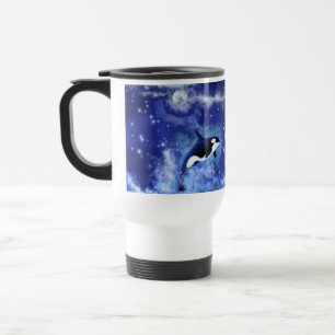 Épaulards sur Tasse de Voyage Lune Bleue Pleine