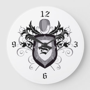 Epee Crest Grey Fencing Clock Große Wanduhr