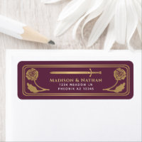 Épée de Fantaisie Médiévale Mauve Or Étiquette de