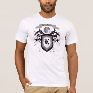 Epee, der den T - Shirt der Wappen-weißen Männer