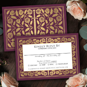 Épée dorée médiévale mauve Réponse au mariage roya