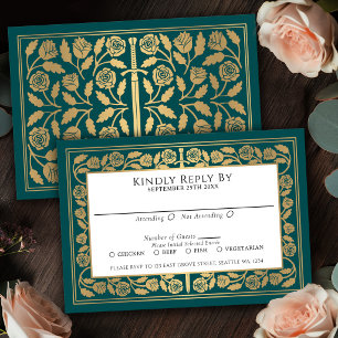 Épée dorée médiévale sarcelle RSVP mariage royal