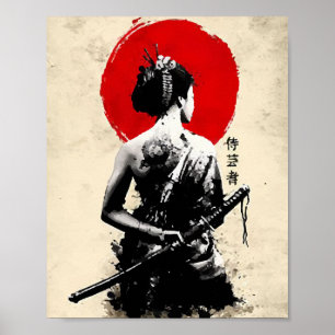 Epée japonaise Samurai affiche abstraite