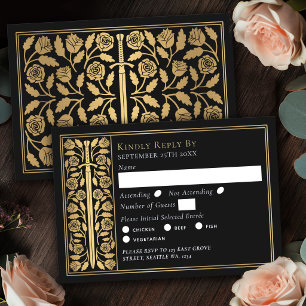 Épée Médiévale Noire Or Mariage RSVP