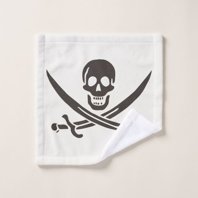 Épées de crâne d'obsidienne Drapeau de pirate de C (Gant de toilette)