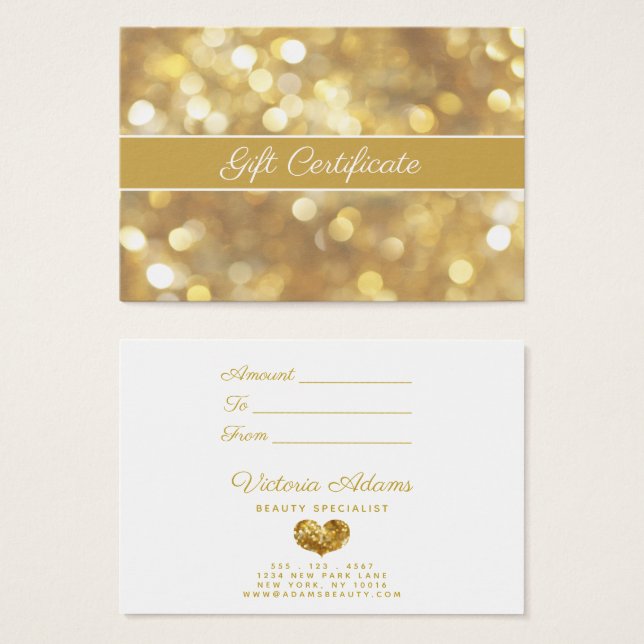 Épercées d'or glamour | Certificat cadeau de salon (Devant & derrière)
