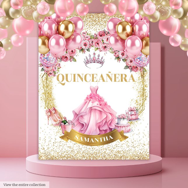 Éperche Quinceañera Tapisserie rose or glam Look (Sparkle Quinceañera Tapestry Pink Gold Glam Look

)