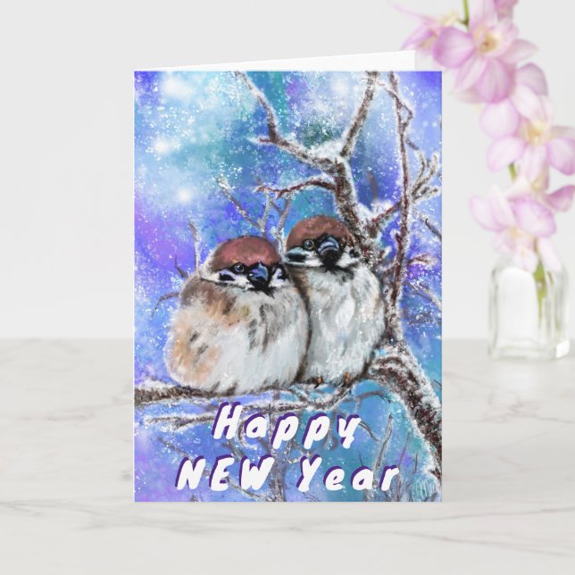 Éperons Couple En Hiver Carte Nouvel An (Orchidée)