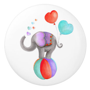 Ephant gris whimsy watercolor cercus poignée de po