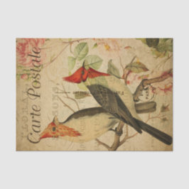 Ephemera 2 Weaver Birds Roses Decoupage Seidenpapier
