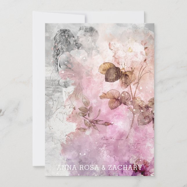 *~* Ephemera AR26 UAWG QR Vintage Wedding Einladung (Vorderseite)