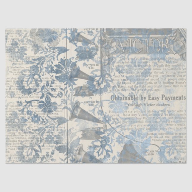 Ephemera Blue Paper Series Design 15 Seidenpapier (Vorderseite)