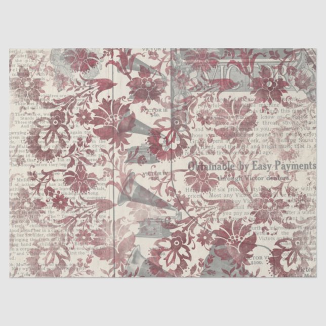 Ephemera Burgundy Paper Series Design 10 Seidenpapier (Vorderseite)