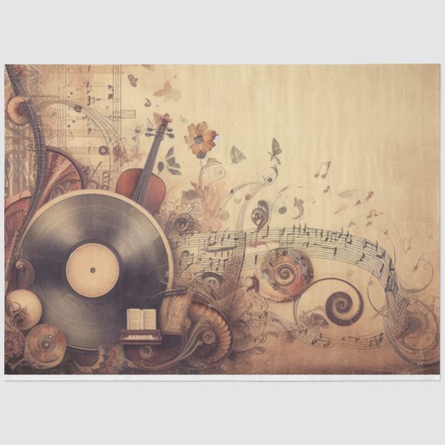 Ephemera Decoupage Möbel Scrapbooking Musik Seidenpapier (Vorderseite)
