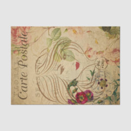 Ephemera Französisch Postcard Line Art Decoupage Seidenpapier