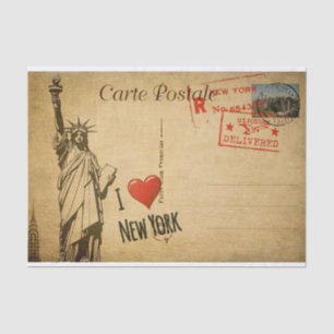 Ephemera French Postcard I Liebe New York Decoupag Seidenpapier