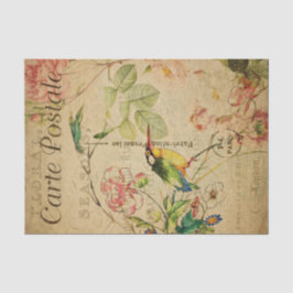 Ephemera French Postcard Kingfisher Bird Decoupage Seidenpapier