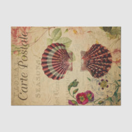 Ephemera French Postcard Muscheln Decoupage Seidenpapier