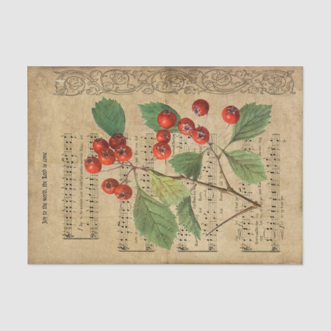 Ephemera Holly Der Herr ist Come Decoupage Seidenpapier (Vorderseite)