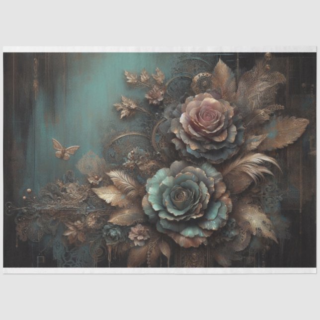 Ephemera Lace Butterfly, Rose, Blumendekoupage Seidenpapier (Vorderseite)