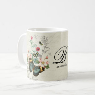Ephemera Romantische Vintage Schmetterlinge Monogr Kaffeetasse