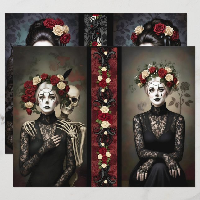 Ephemera Sheet Gothic Rose Queen  (Vorne/Hinten)