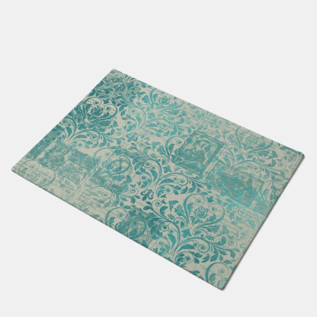 Ephemera Türkise Paper Series Design 19 Fußmatte (Schrägansicht)