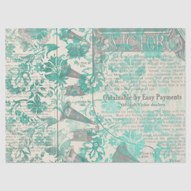 Ephemera Türkise Paper Series Design 4 Seidenpapier (Vorderseite)